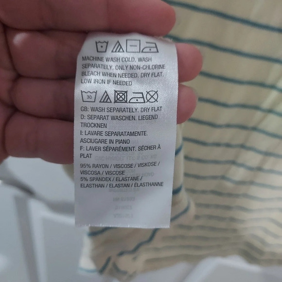 LOGO Lori Goldstein Cream & Blue Striped Tank Top in Size XL - Picture 8 of 8